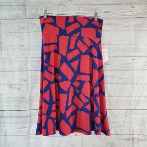 LuLaRoe Womens Azure Skirt Sz Small Red Blue Pull On